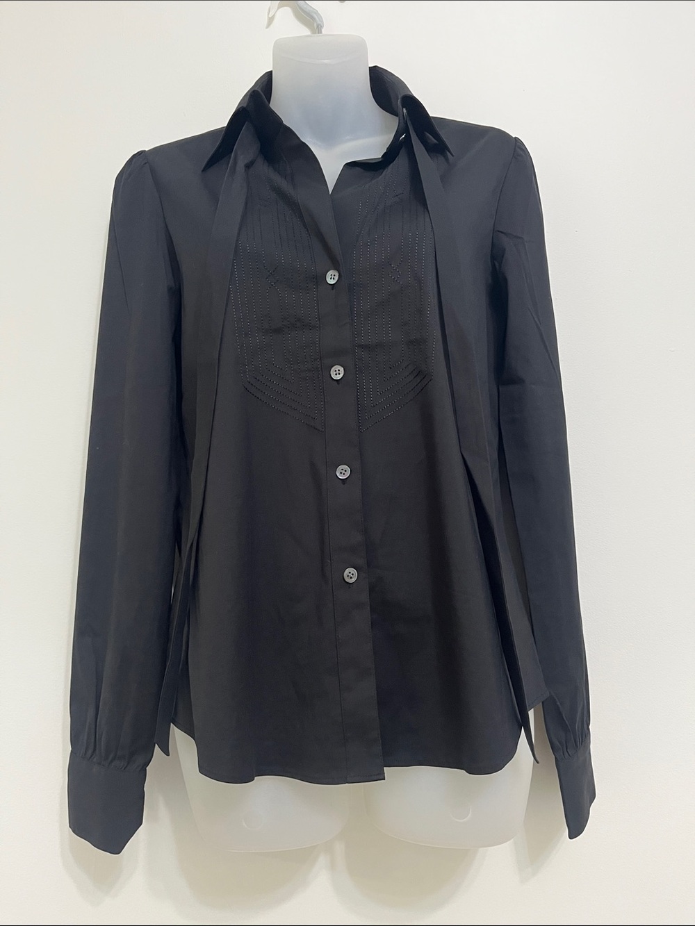 Theory Acton Luxe Black Tuxedo style shirt